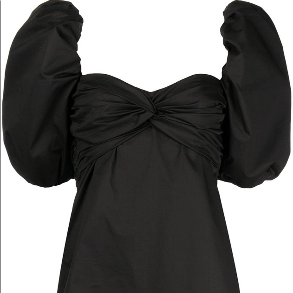 Johanna Ortiz Black Gaucho Puff-Sleeve Top Sz 8